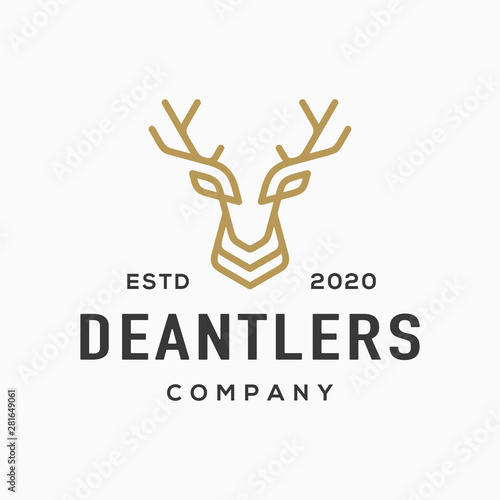 Deer antler logo and icon design vector.