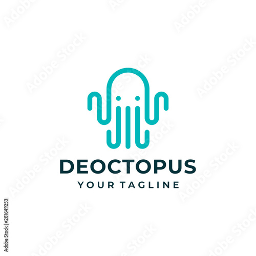 Octopus logo and icon design vector.
