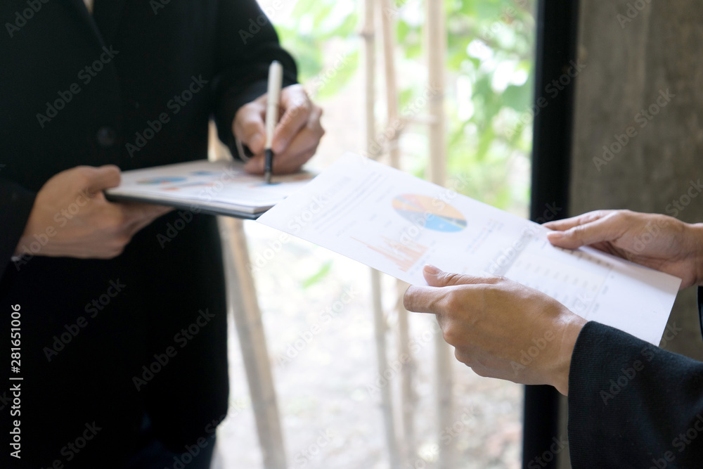 two businessman talk and discuss about business work two businessman talk and discuss about business work