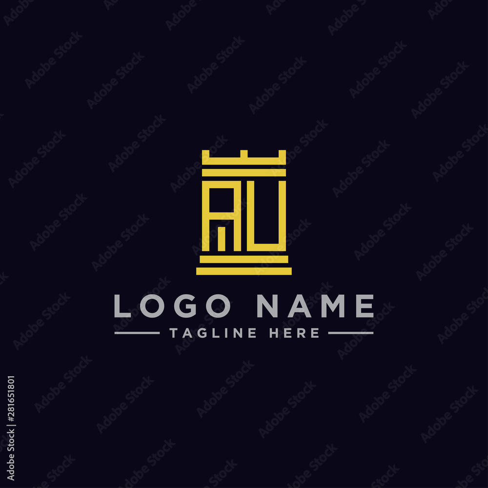 logo design inspiration for companies from the initial letters of the AU logo icon. -Vector