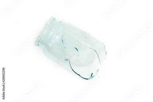 broken glass on white background, concept of danger