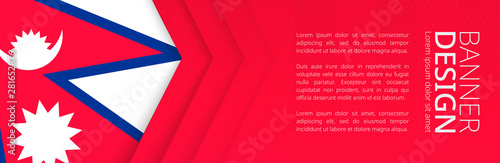 Banner template with flag of Nepal for advertising travel, business and other.