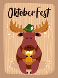 OktoberFest Cartoon Cute Animal Moose October Beer Festival - Elch Bier Oktober Fest