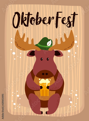 OktoberFest Cartoon Cute Animal Moose October Beer Festival - Elch Bier Oktober Fest