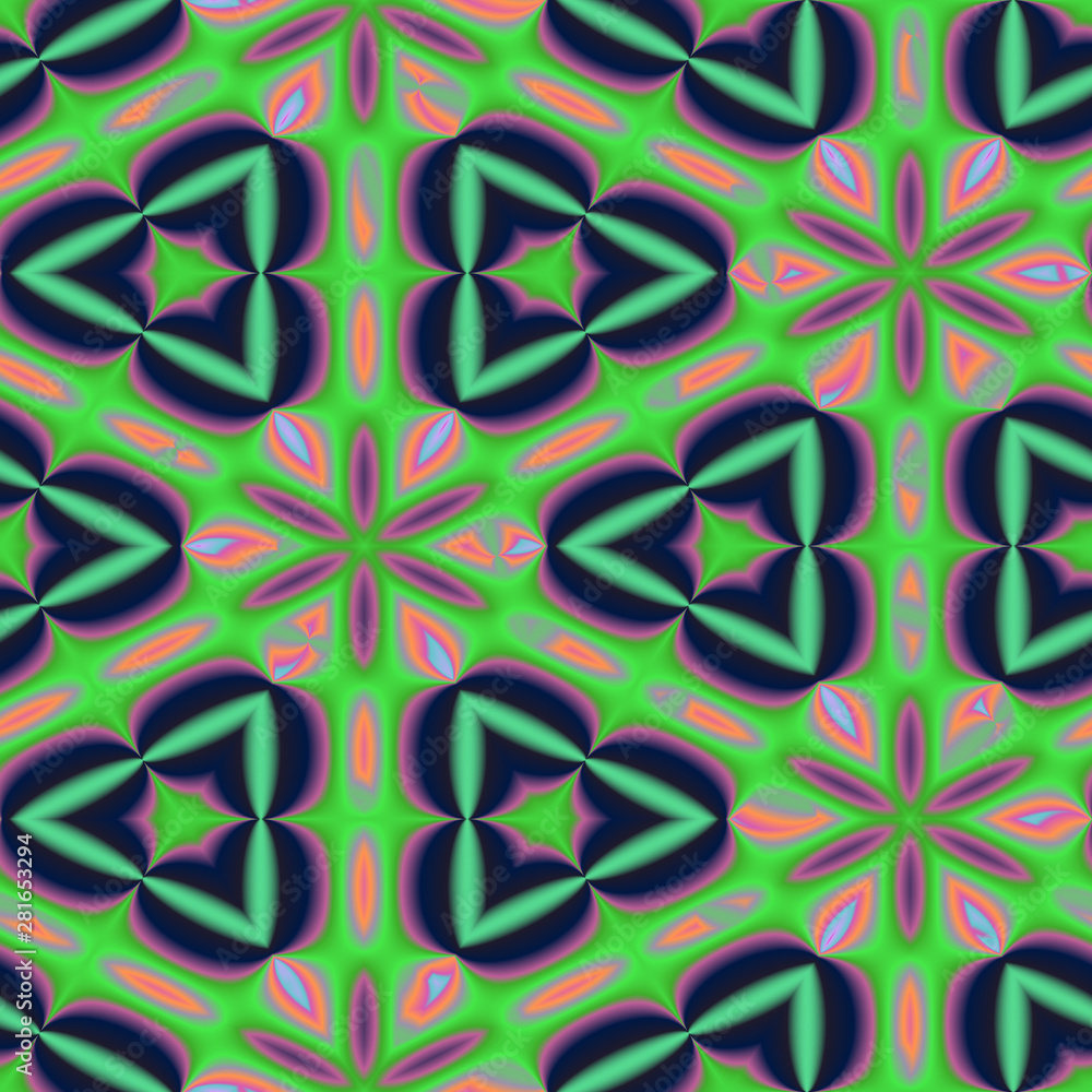 Seamless color fractal pattern background tile