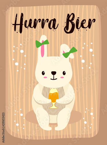OktoberFest Cartoon Cute Animal Rabbit Bunny October Beer Festival - Kaninchen Bier Oktober Fest