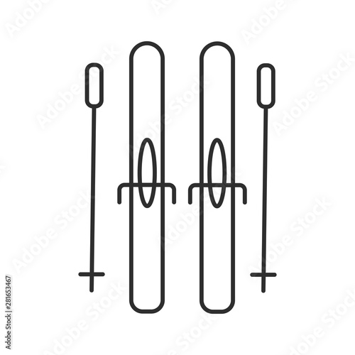 flat icon ski and ski poles outline