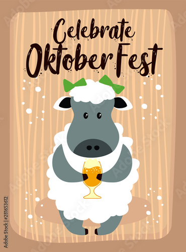OktoberFest Cartoon Cute Animal Sheep October Beer Festival - Schaf Bier Oktober Fes