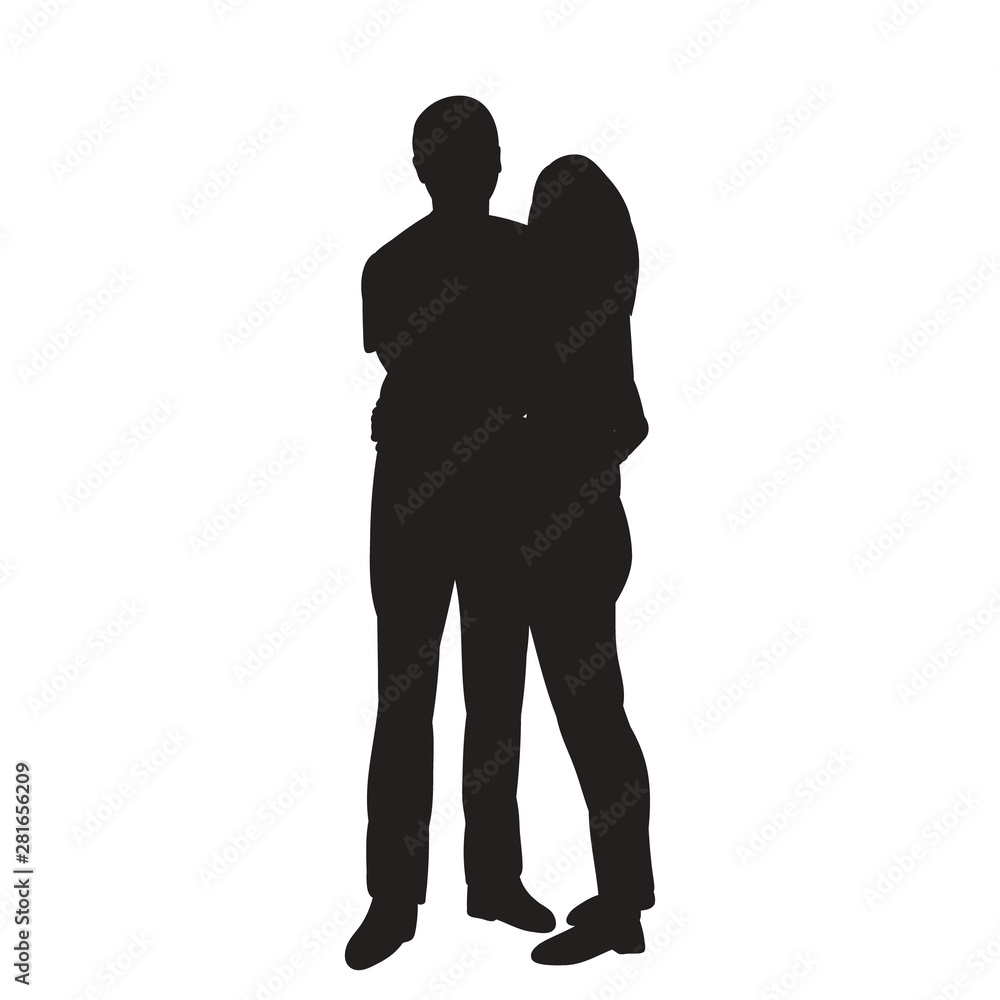 vector, isolated, black silhouette guy and girl