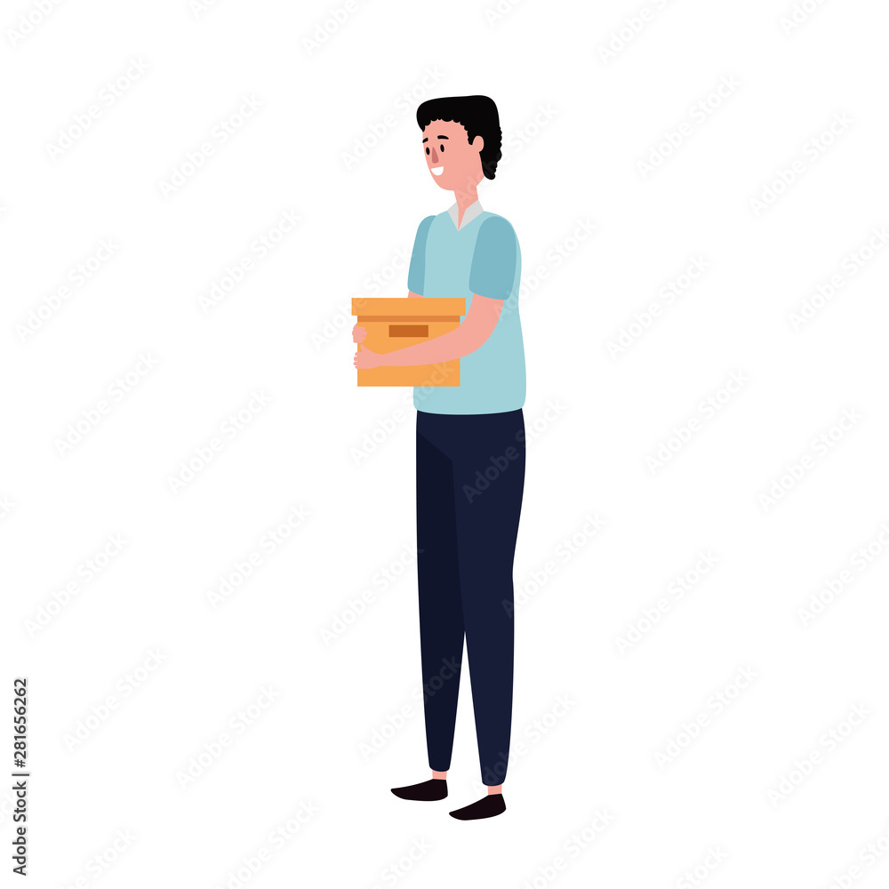 elegant businessman worker lifting carton box elegant businessman worker lifting carton box
