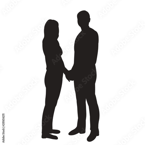 vector  isolated  black silhouette guy and girl