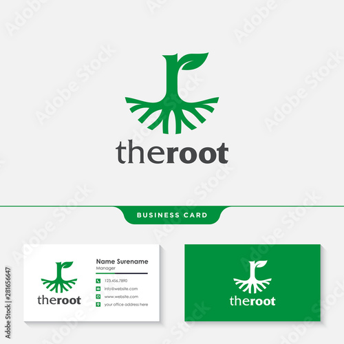 The roots letter R logo design template premium vector