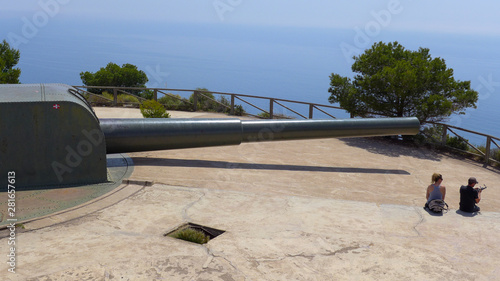Civil war cannon of the Battery La Chapa, Portman, Cartagena, Murcia, Spain.