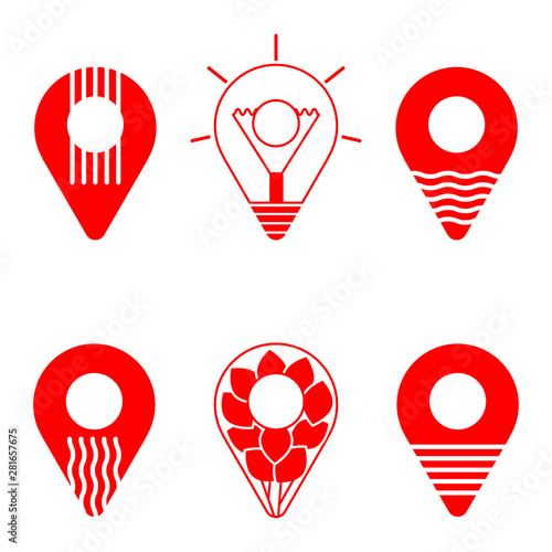 Geolocation icon pack. Set of Geolocation signs in different style for your web site design, logo, app, UI. Vector illustration EPS10.  