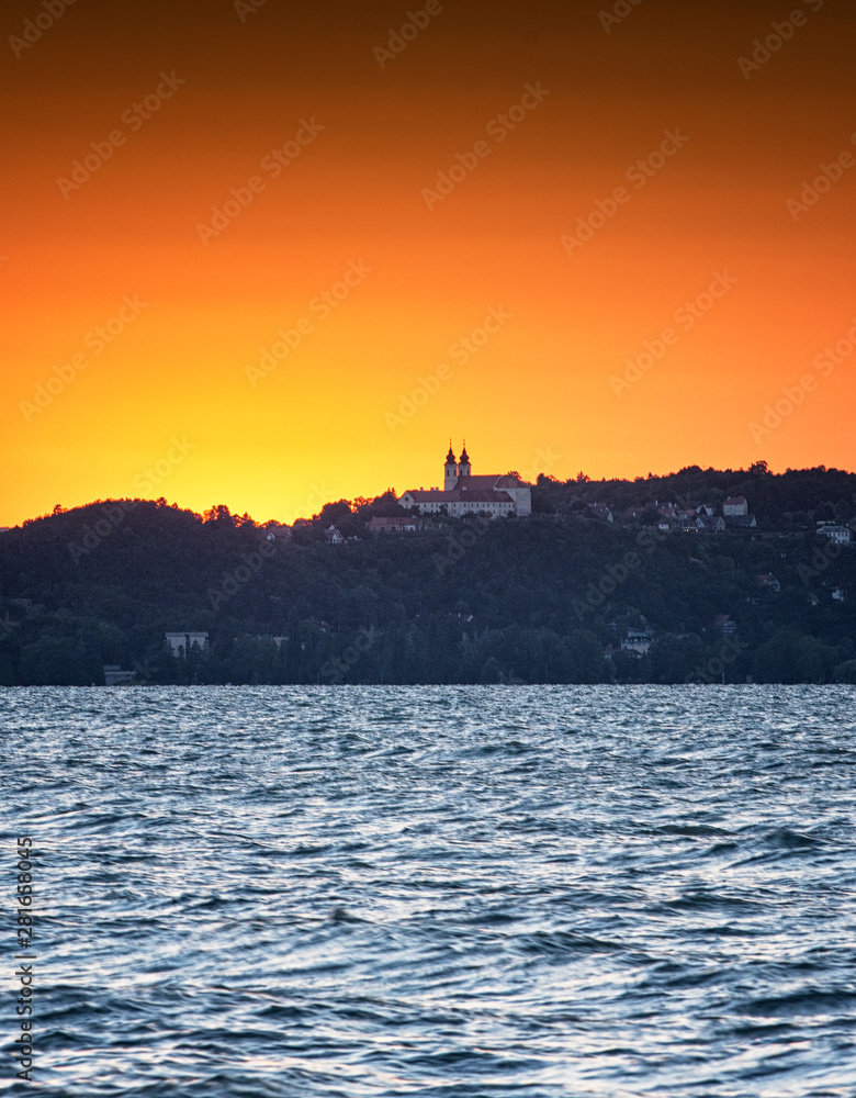 Colorful sunset over lake Balaton