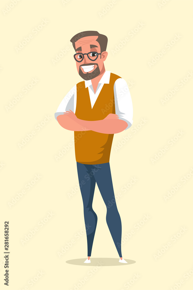 Smiling middle aged man flat vector illustration Smiling middle aged man flat vector illustration