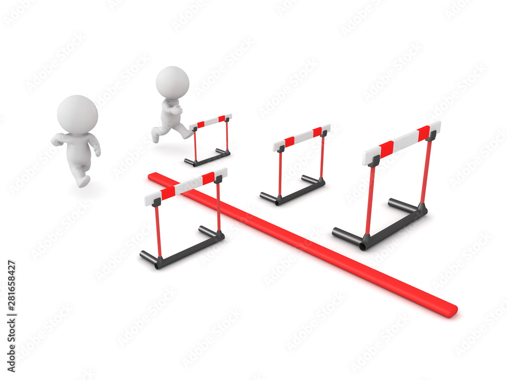 3D Characters running on different paths, one easy and one hard 3D Characters running on different paths, one easy and one hard