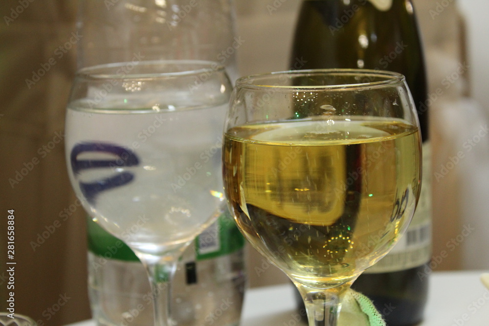 two glasses of white wine champagne two glasses of white wine champagne