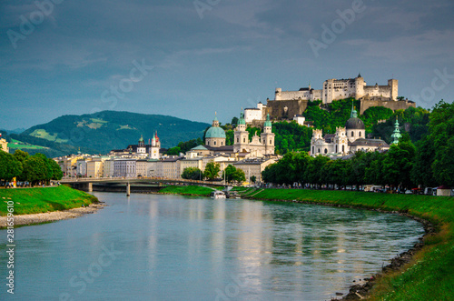 Salzburg, old city center, fortress Hohensalzburg, Austria, Salzburg