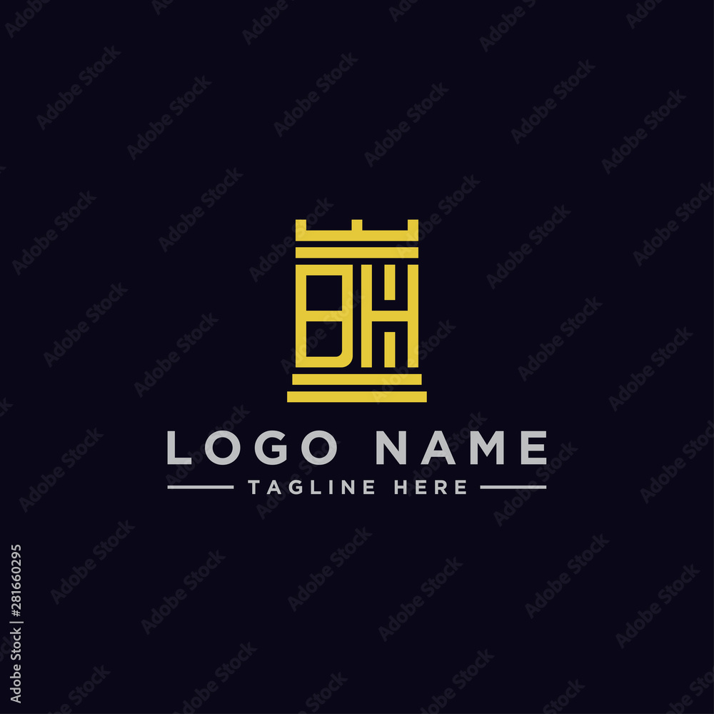 logo design inspiration for companies from the initial letters of the BH logo icon. -Vector