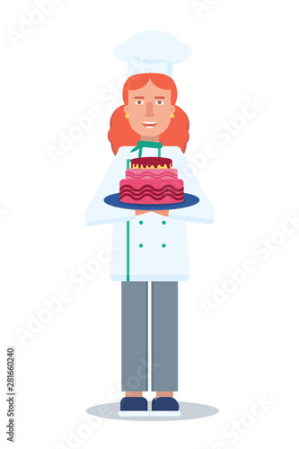 Female confectioner flat vector character