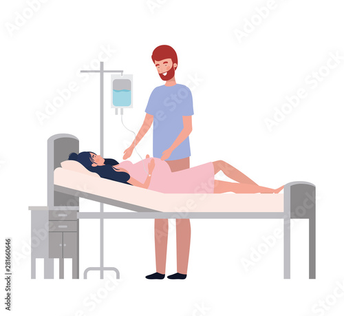 Isolated pregnant woman and man design
