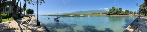 Where Lake Ohrid and Drim river meet panorama