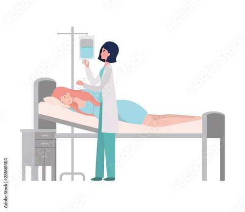 Isolated pregnant woman with doctor design