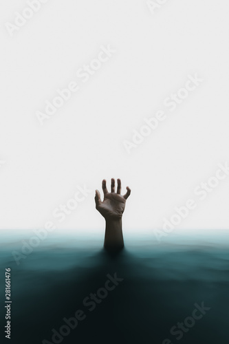 Hands for help in abstract.