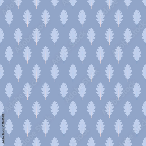Seamless pattern with blue oak leaves