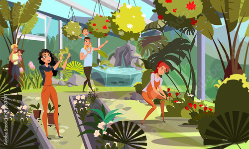 Public orangery flat vector illustration