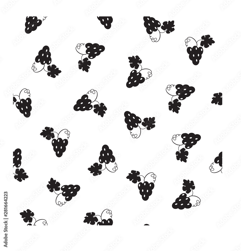 Bunches of grapes. Seamless vector pattern in a flat style on a white background. Bunches of grapes. Seamless vector pattern in a flat style on a white background.