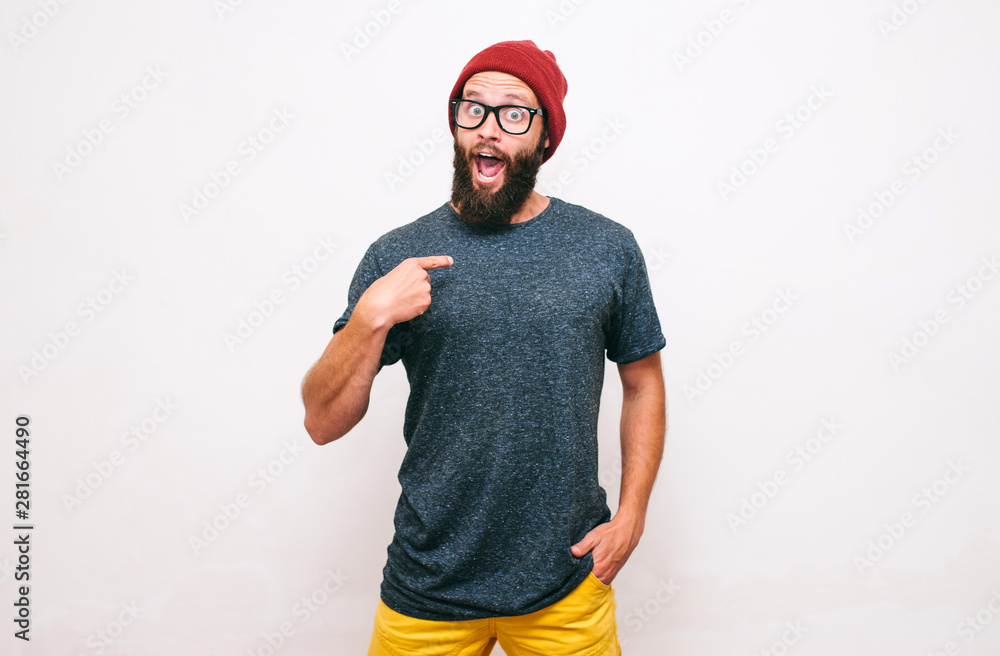 Crazy hipster guy emotions. Collage in magazine style with happy emotions. Discount, sale, season sales. Crazy hipster guy emotions. Collage in magazine style with happy emotions. Discount, sale, season sales.