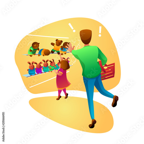 Children disobedience flat vector illustration