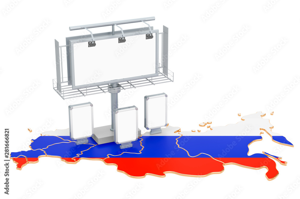 Advertising Business in the Russian Federation concept, 3D rendering Advertising Business in the Russian Federation concept, 3D rendering