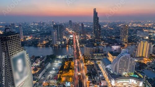  Aerial city view of Bangkok downtown.
