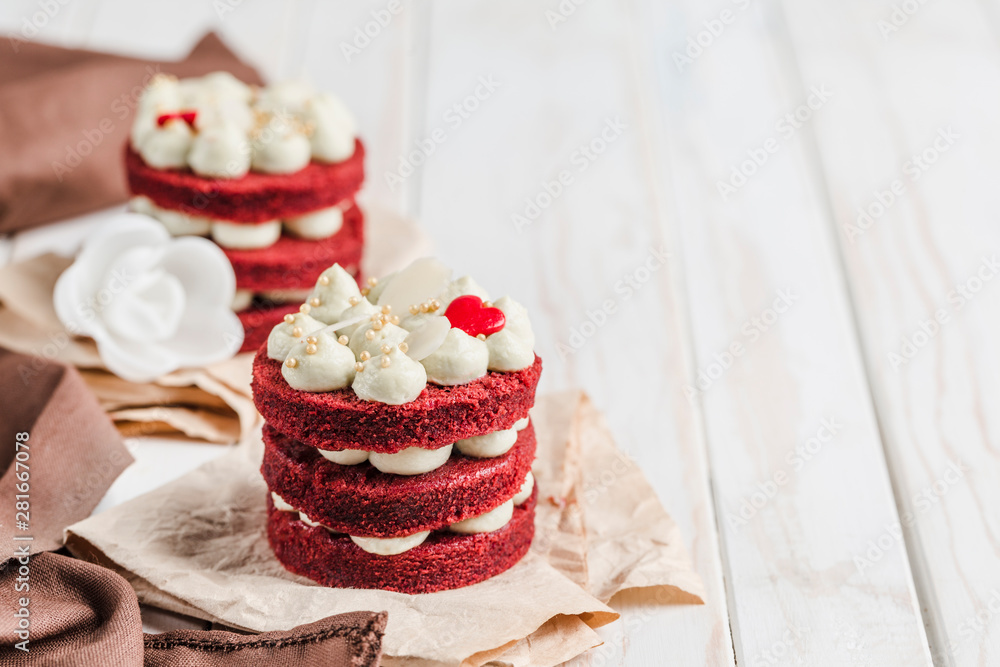 Biscuit cake Red Velvet with white Belgian chocolate cream Biscuit cake Red Velvet with white Belgian chocolate cream