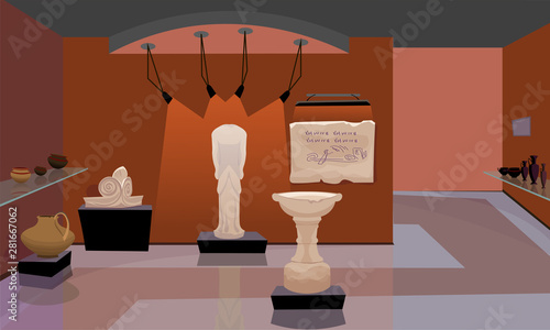 Exhibition hall, museum flat vector illustration