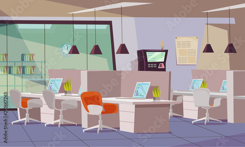 Empty office flat vector illustration