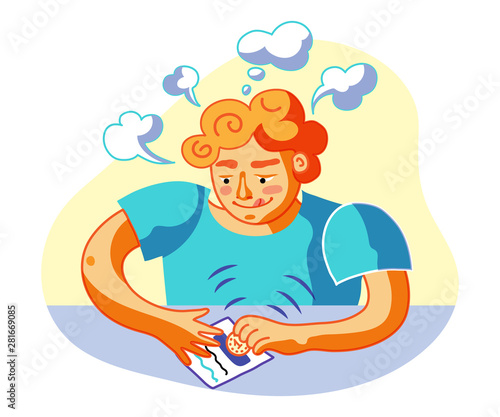 Man scratching lottery ticket vector illustration