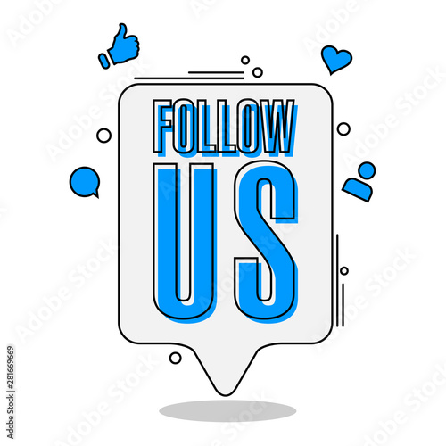 Follow us banner with Memphis style