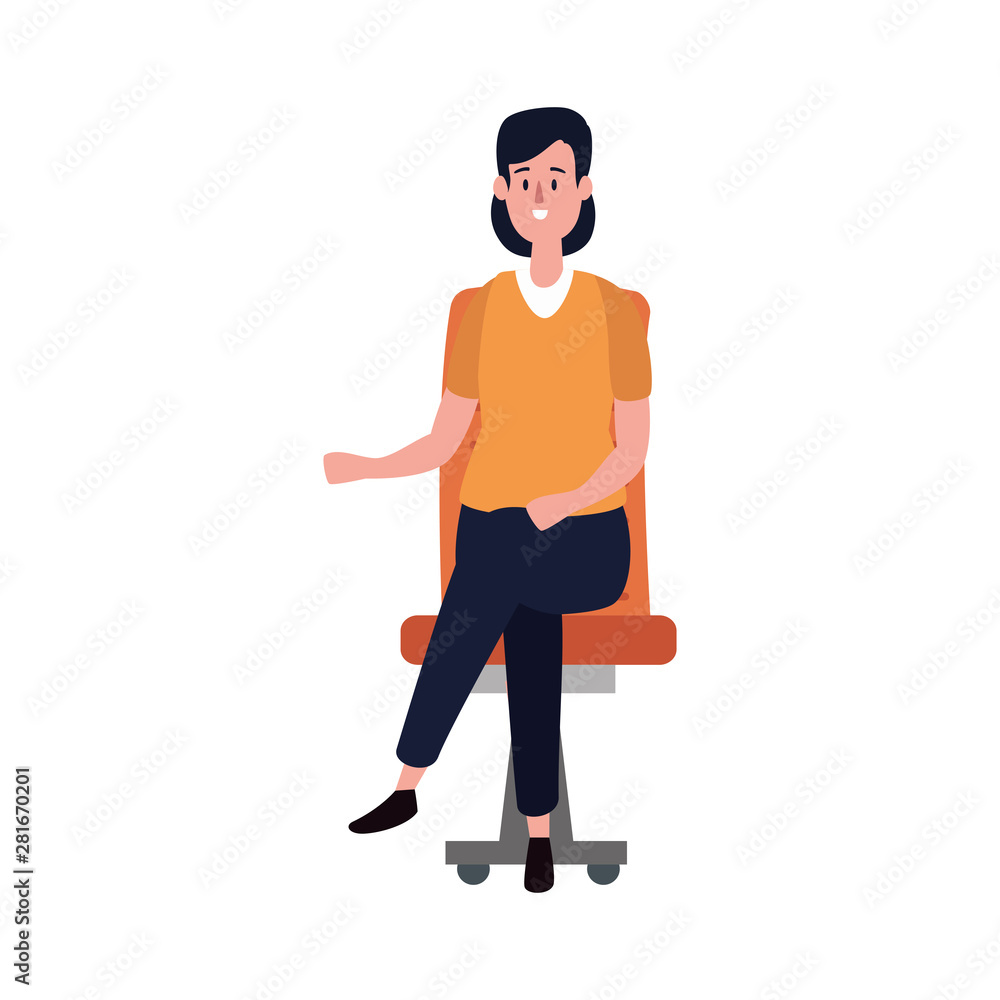 elegant businesswoman worker seated in office chair elegant businesswoman worker seated in office chair