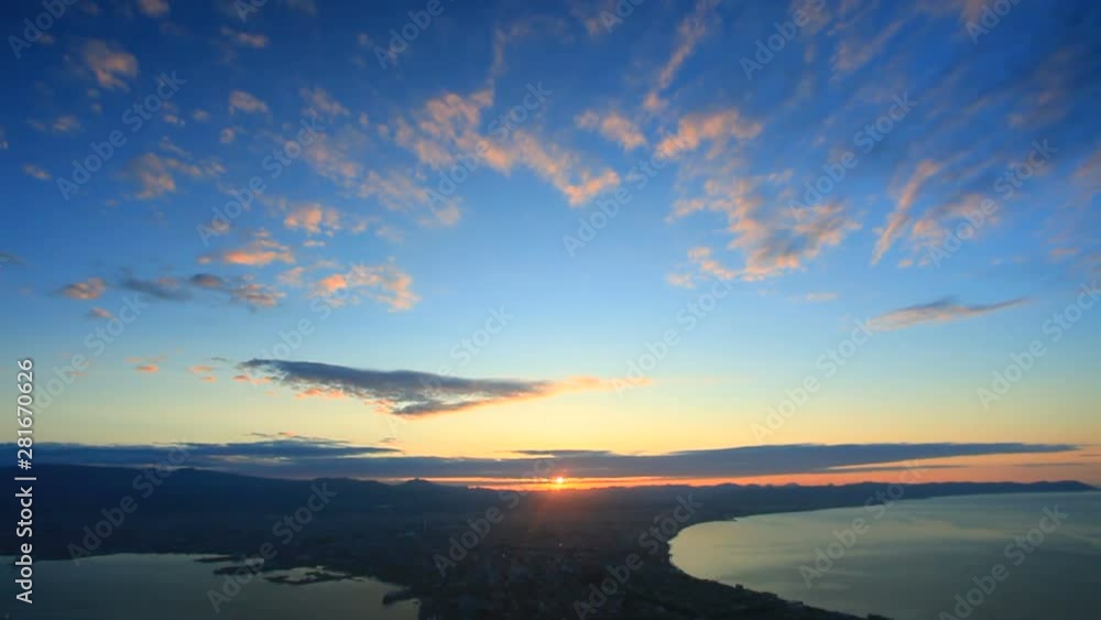 Hakodate city at sunrise seen from Mount Hakodate, Hokkaido, Japan Hakodate city at sunrise seen from Mount Hakodate, Hokkaido, Japan