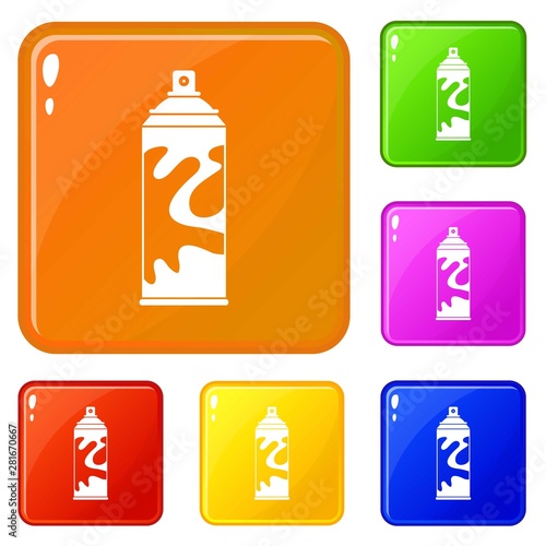 Colored spray icons set collection vector 6 color isolated on white background
