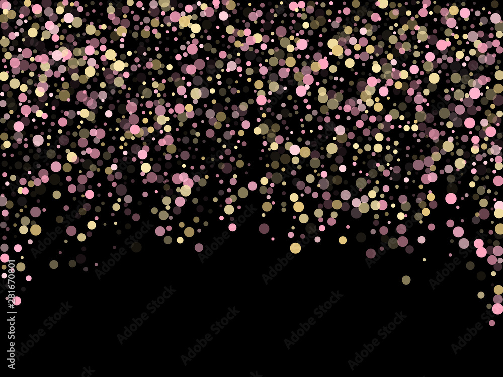 Pink gold confetti circle decoration for Christmas poster background.