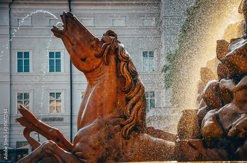 Detail of the Residence Fountain, Residenzbrunnen, Salzburg,