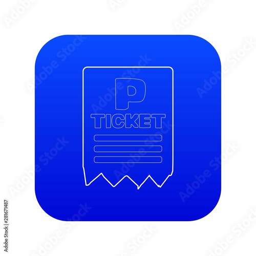 Parking ticket icon blue vector isolated on white background