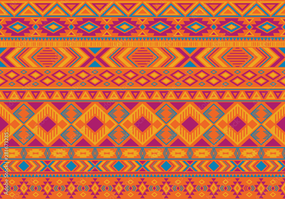 Ikat pattern tribal ethnic motifs geometric seamless vector background. Chic indonesian tribal motifs clothing fabric textile print traditional design with triangle and rhombus shapes.