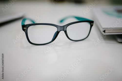 Black eye glasses spectacles. health and vision concept.