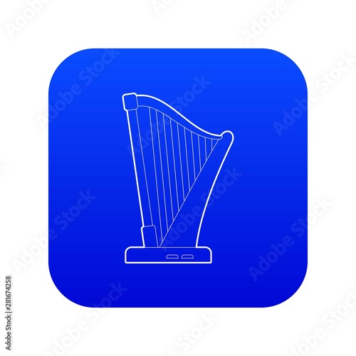 Harp icon blue vector isolated on white background